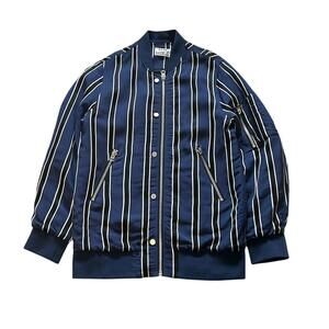 Designer Acne Studios Navy and White striped bomber jacket